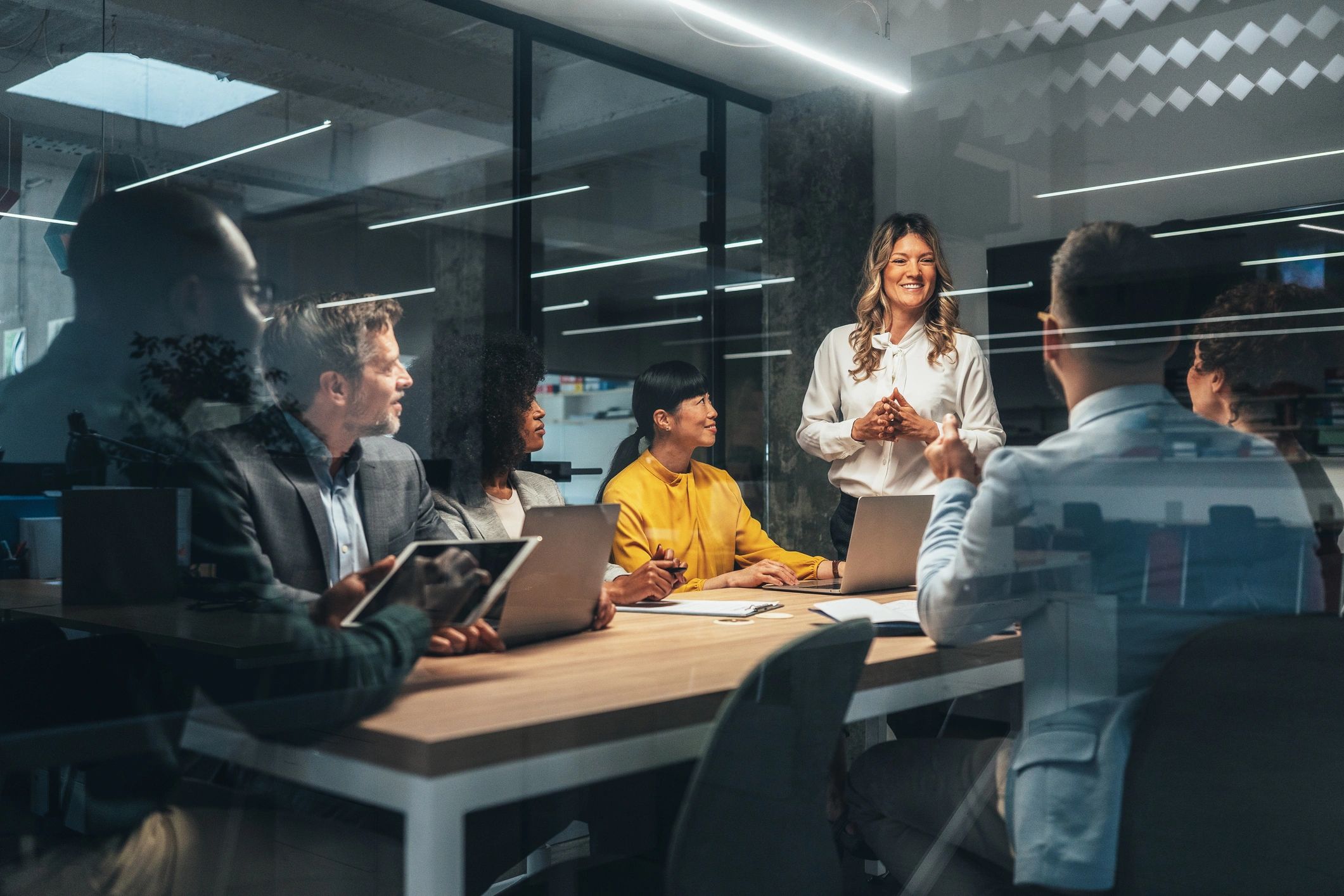 Business team discussing strategy in a meeting