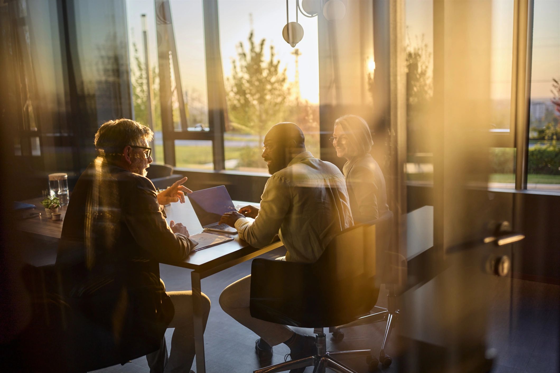 Consulting team collaborating in an office
